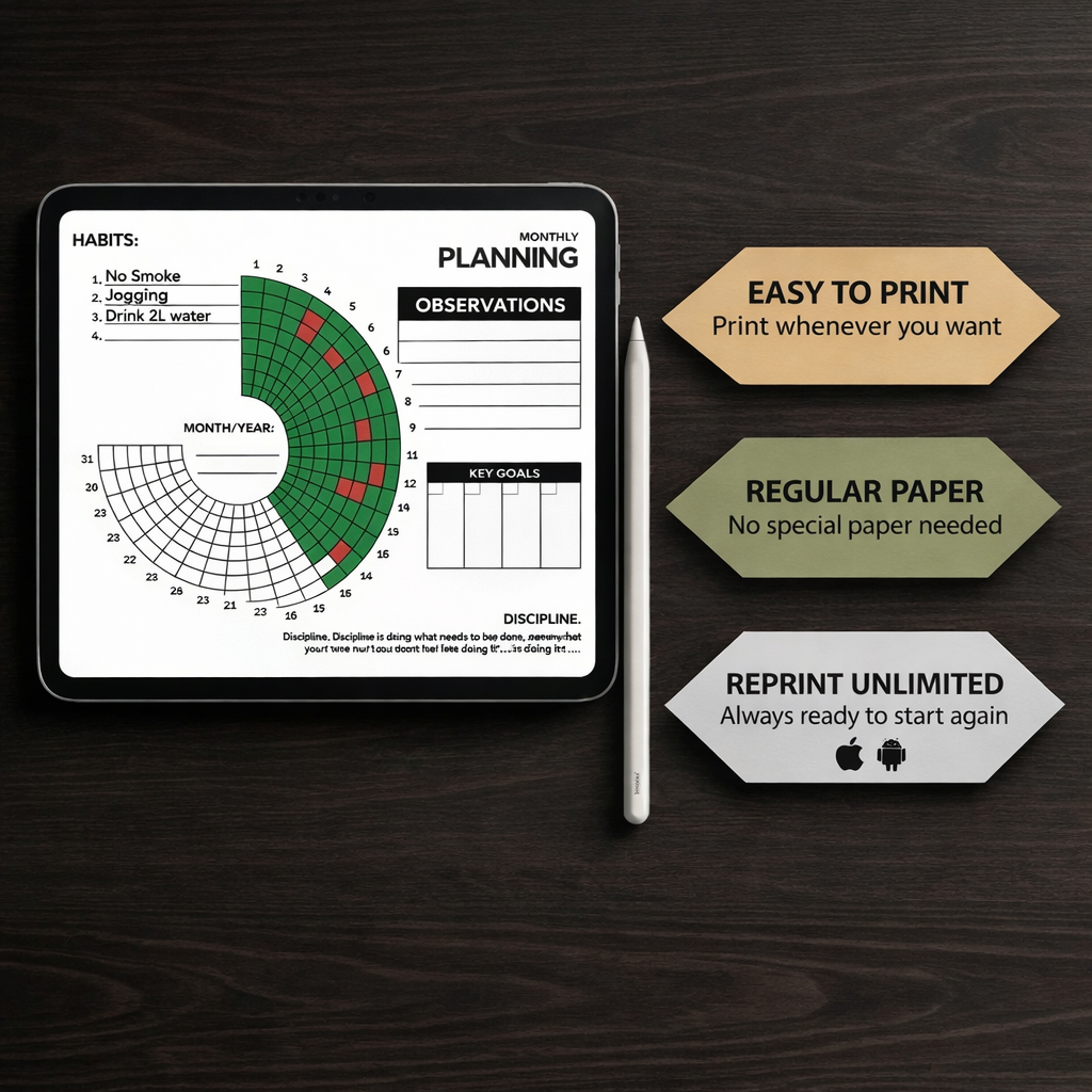 31-DAY HABIT TRACKING ποΈ MONTHLY WHEEL HABIT TRACKER π― - CIRCLE TRACKER π΅ PRINTABLE π¨οΈ INSTANT DOWNLOAD β‘