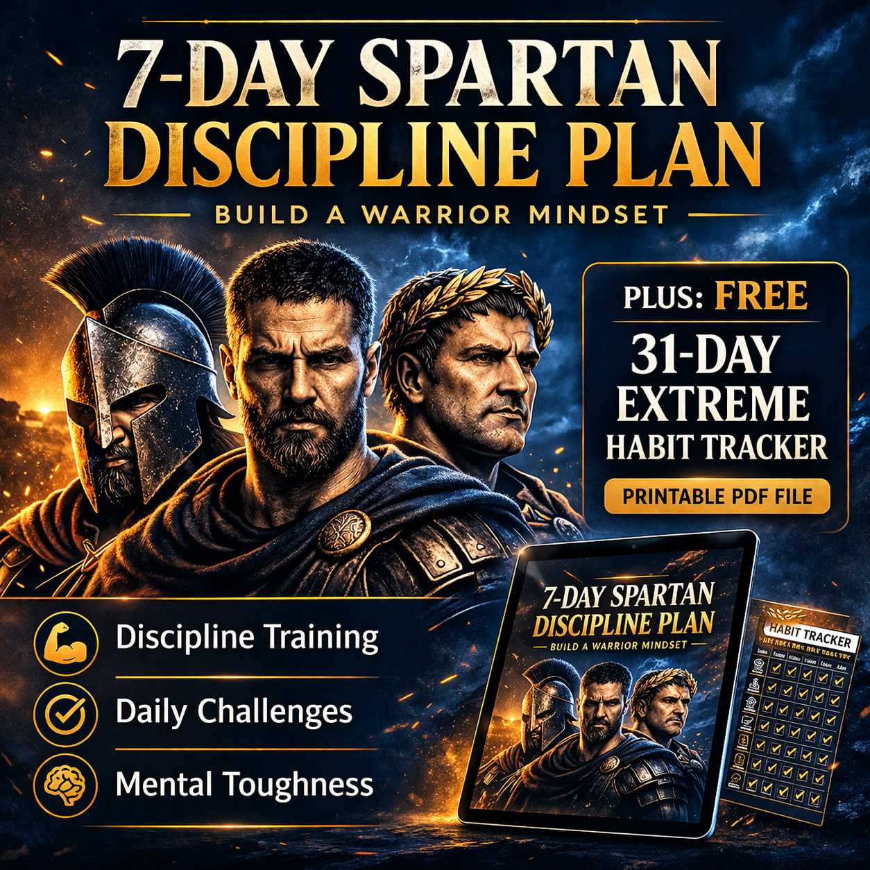 7-Day Spartan Discipline Plan: Build a Warrior Mindset + (Includes FREE 31-Day Habit Tracker)