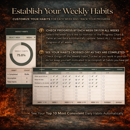 Habit Tracker Spreadsheet Dark Mode Google Sheets Excel Daily Habit Planner Weekly Goal Planner Digital Routine Dashboard