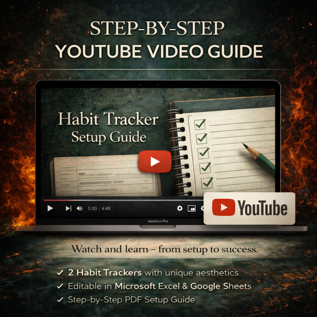 Habit Tracker Spreadsheet Dark Mode Google Sheets Excel Daily Habit Planner Weekly Goal Planner Digital Routine Dashboard