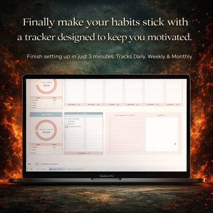Habit Tracker Spreadsheet Dark Mode Google Sheets Excel Daily Habit Planner Weekly Goal Planner Digital Routine Dashboard